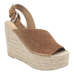 Marc Fisher Andela Sandals Suede Wedge Heel Espadrilles Brown Size 11 NEW